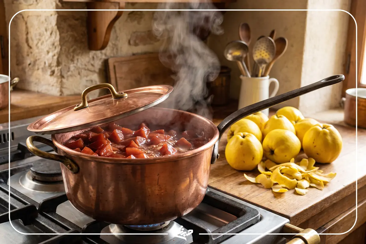 در حال پختن اولیه مربا به